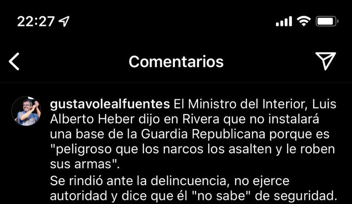 Gobierno no instala base de La Republicana en Rivera por miedo a que les roben las armas Gobierno no instala base de La Republicana en Rivera por miedo a que les roben las armas